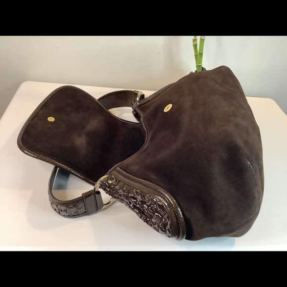🛍STUNNING ! 🌟BULGARI Brown Suede Large Hobo Bag🛍 - Picture 6 of 10